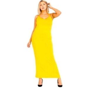 NWT Plus Size Yellow Racer Back Maxi Dress Lightweight Holiday Party - Size 2XL